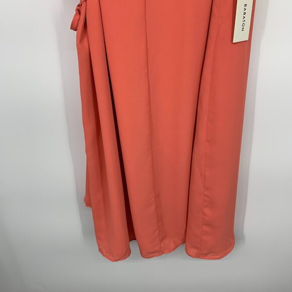 Aritzia Babaton Wallace Wrap Dress V Neck Coral Pink Mini NWT - Picture 14 of 14